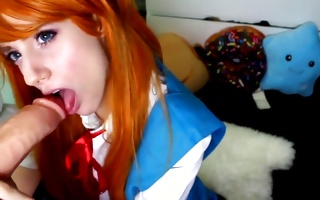 Marvelous ginger-haired teenybopper fingers clitoris soaking up with a dong and orgasms single